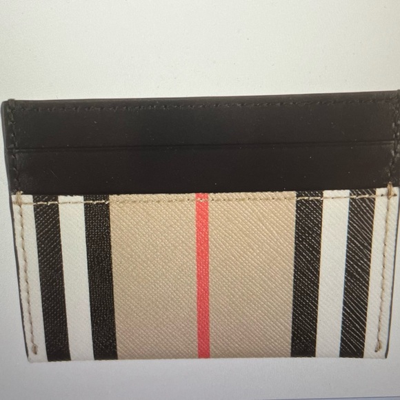 Burberry, new with tags, leather striped card holder in classic Burberry print - Picture 4 of 4